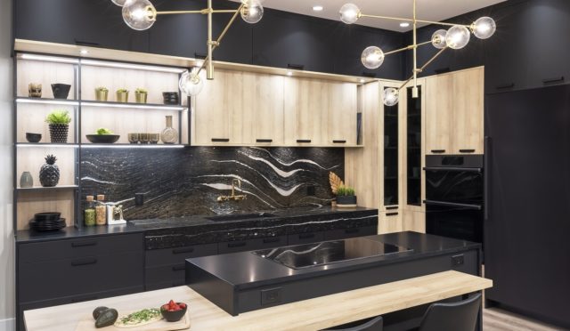New black and laminate kitchen cabinets line from Merit Kitchens